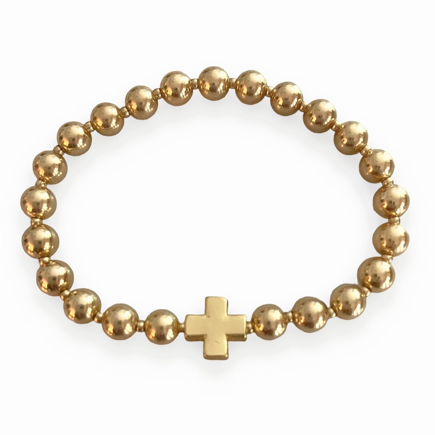 Gold Filled Beaded Cross Bracelet