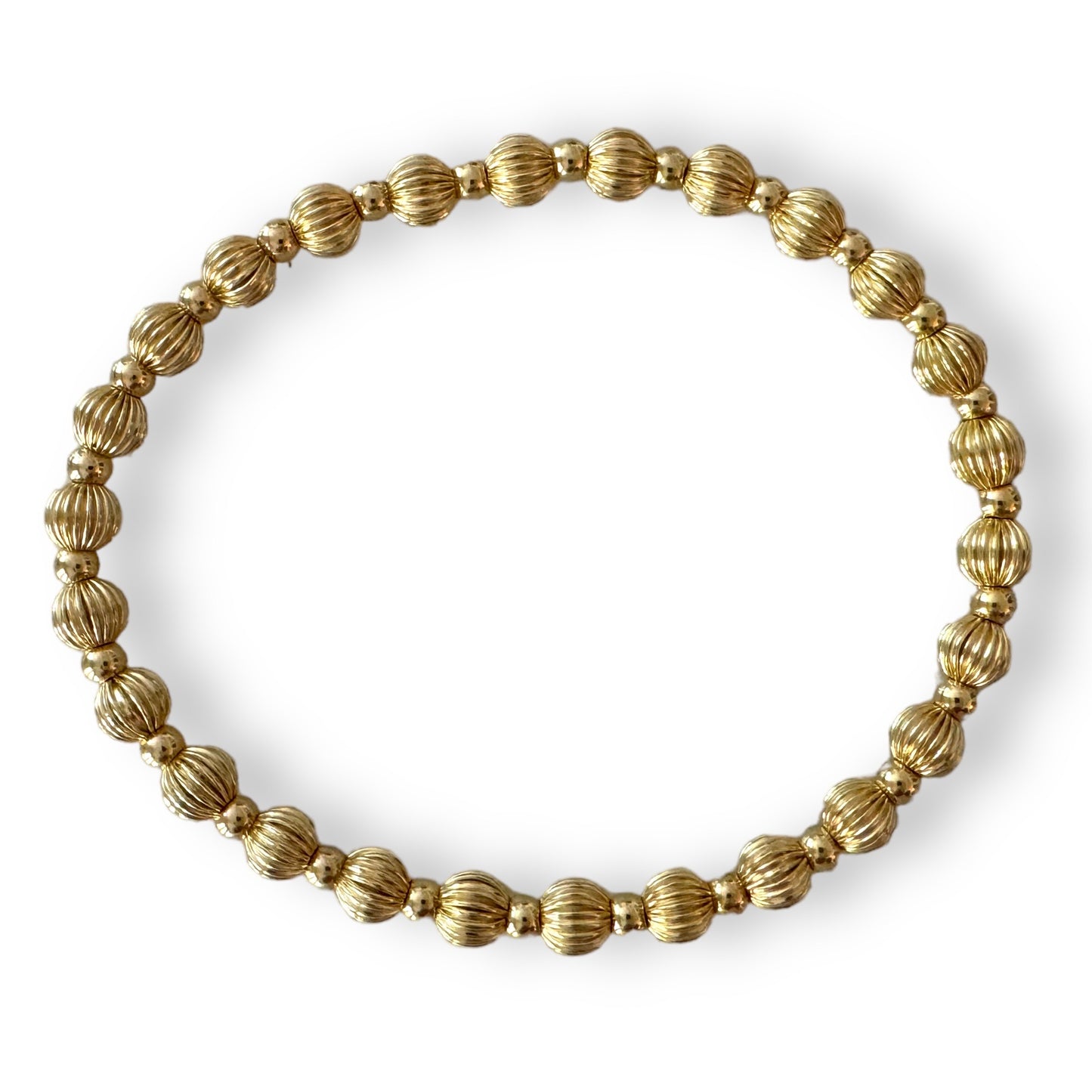 Gold Filled Corrugated Beaded Bracelet