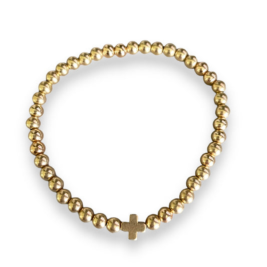Copy of Gold Beaded Cross Bead Bracelet