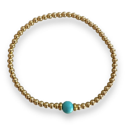 Turquoise Accented Gold Filled Beaded Bracelet