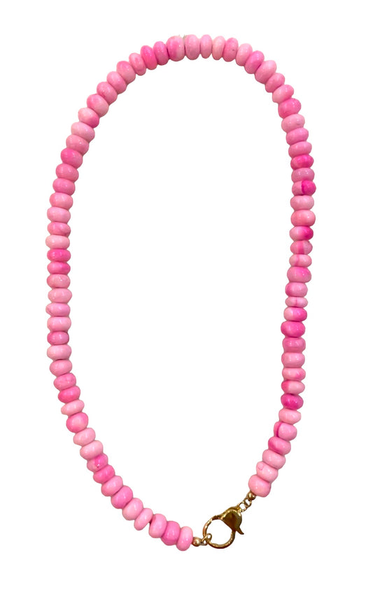 Bright Barbie Pink OOAK Opal Necklace